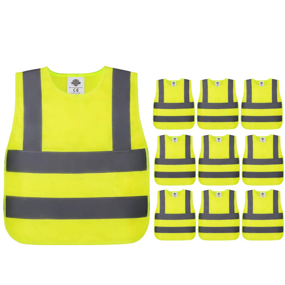 Dazonity kid's High Visibility Safety Vest,10PCS,Reflective Strips, Fit for Boys & Girls, Walking or Back to School,