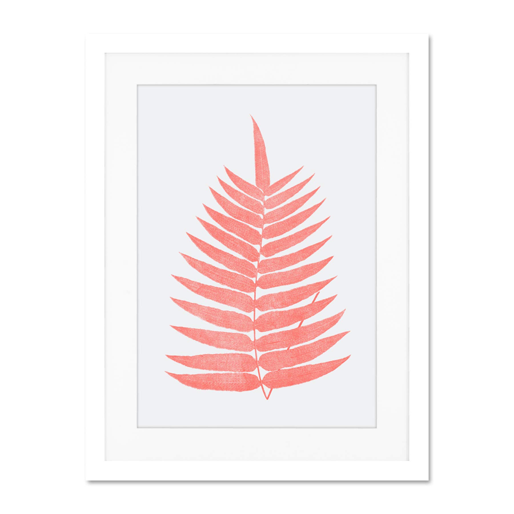Wee Blue Coo Living Coral Fern Large White Framed Art Print Wall Poster 18x24 inch