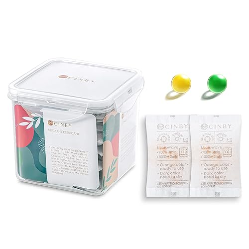 Zcinby Paquetes de gel de sílice de grado alimenticio 0.35 oz 50 paquetes de naranja recargable desecante que indica paquetes de gel de sílice