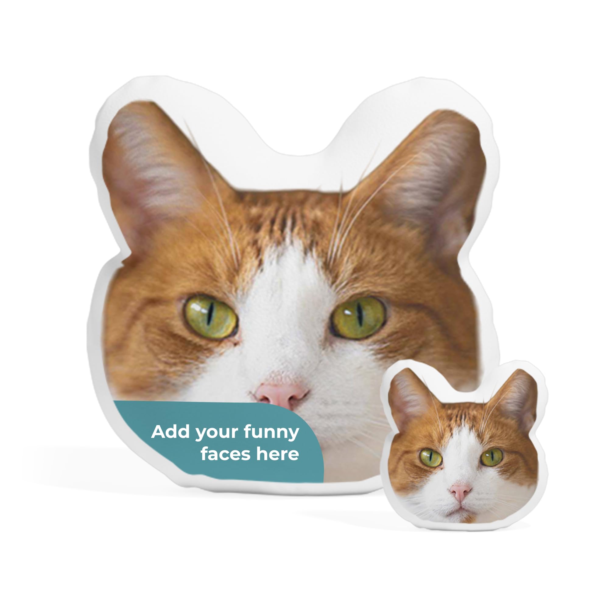 Cimpress Personalised Face Pillow, Custom Cushion with Favourite Cat Face Photo or Funny Moment, 63 × 73 cm, Personalised Gift for Birthdays and Anniversaries for Friends and Family