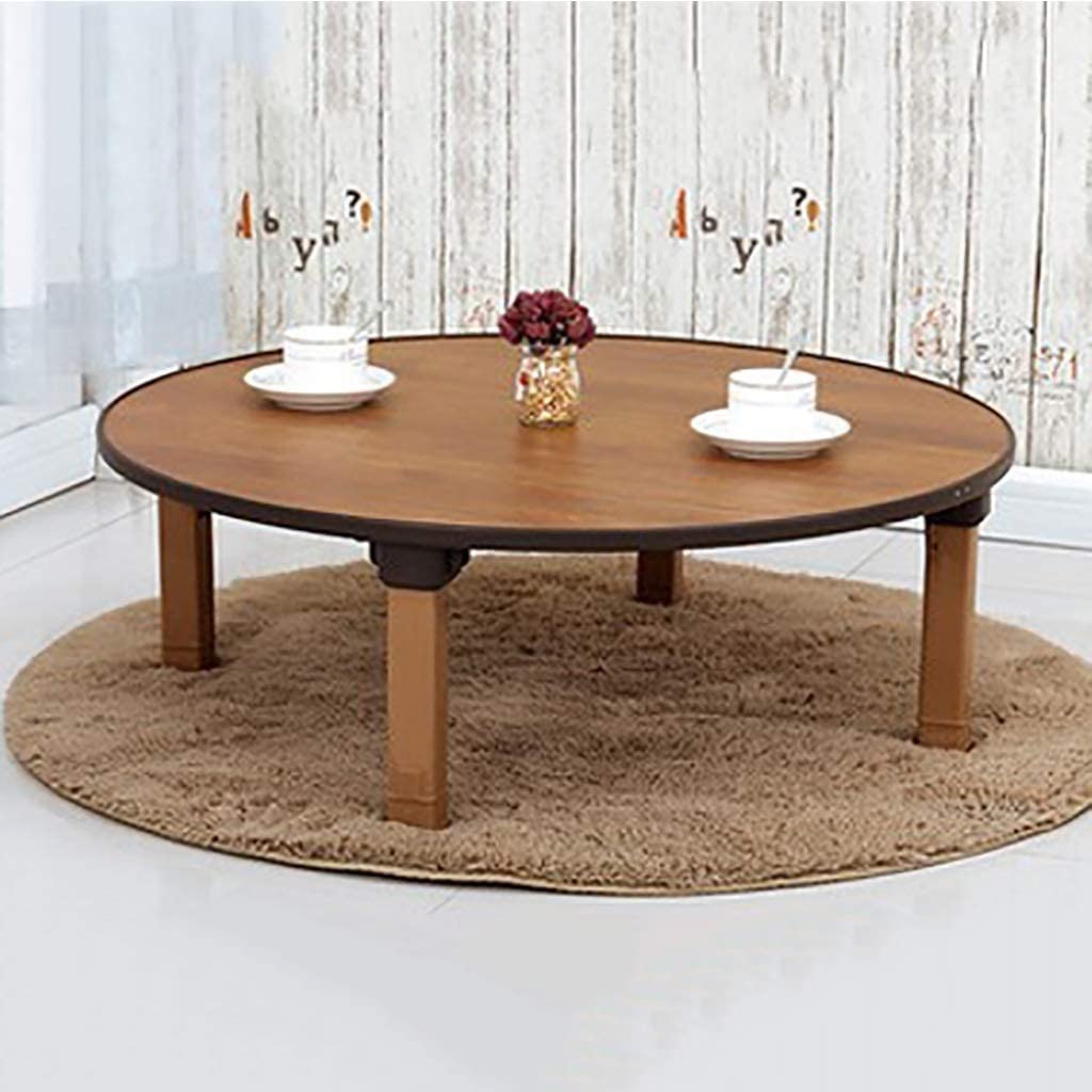 Tavolo rotondo pieghevole in stile giapponese, ecologico, per sedersi piccola scrivania per camera da letto, sala da pranzo, studio, tavolo basso per tè, caffè, finestra a baia, decorazione per sala