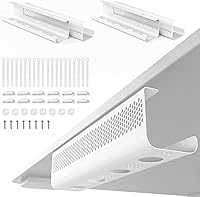 Vista 8 de KHAMAL Organizador de cables debajo del escritorio, 26 unidades, kit de bandeja de gestión de cables, diseño hexagonal ventilado con clips