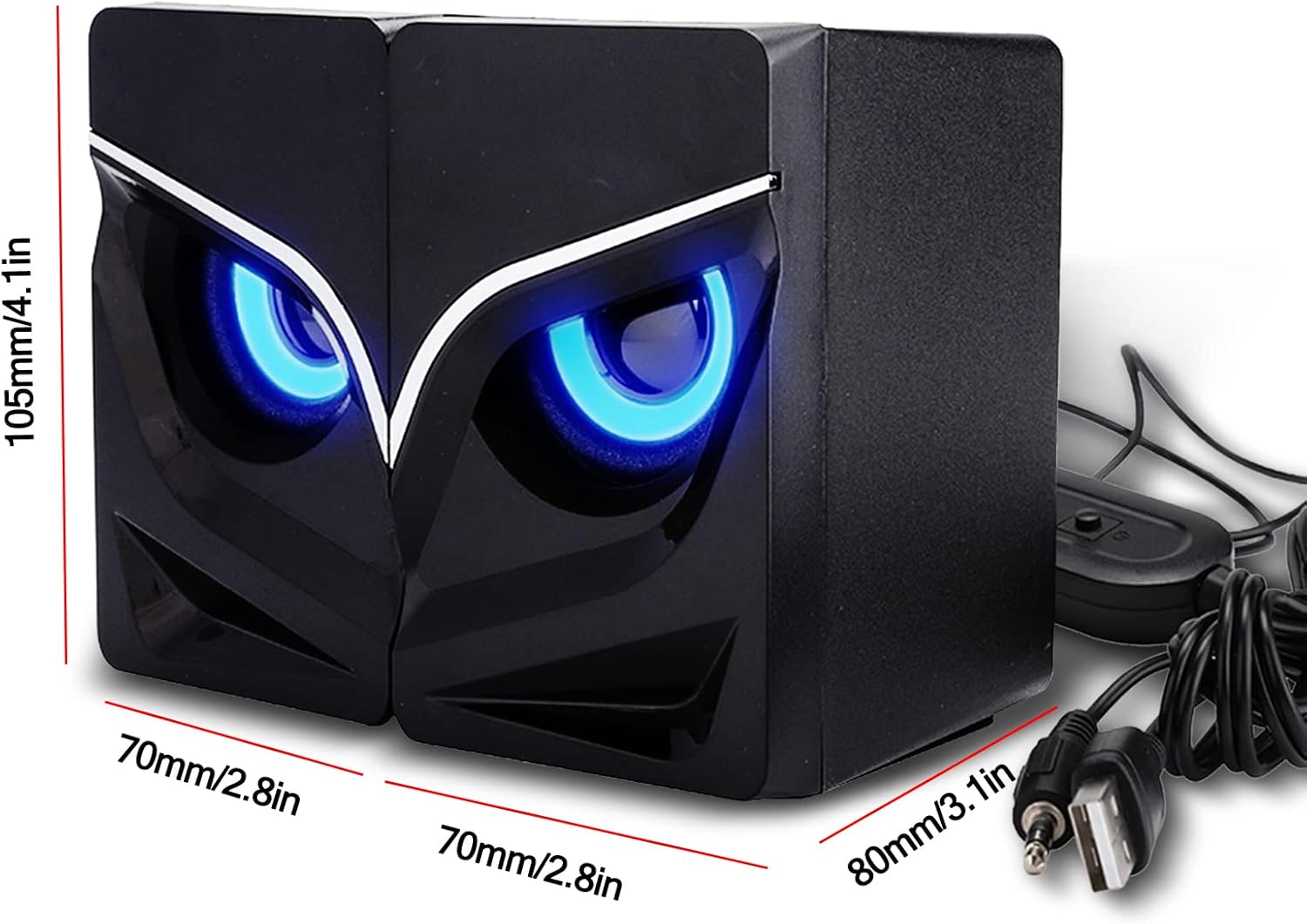 Ciglow Mini Computer Speakers,USB Powered 3.5MM Stereo Audio Cable,Desktop Computer Speakers Low Frequency Wired Speakers for PC,MP3 Player,Laptop,Smartphone(Black)