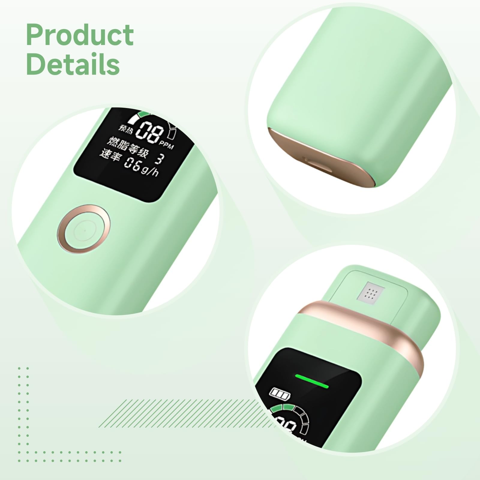 Keto Diet Breath Analyzer Meter Ketone Breath, rilevamento chetosi in tempo reale, monitoraggio accurato della frequenza brucia grassi, design portatile, ideale per utenti cheto, ricaricabile