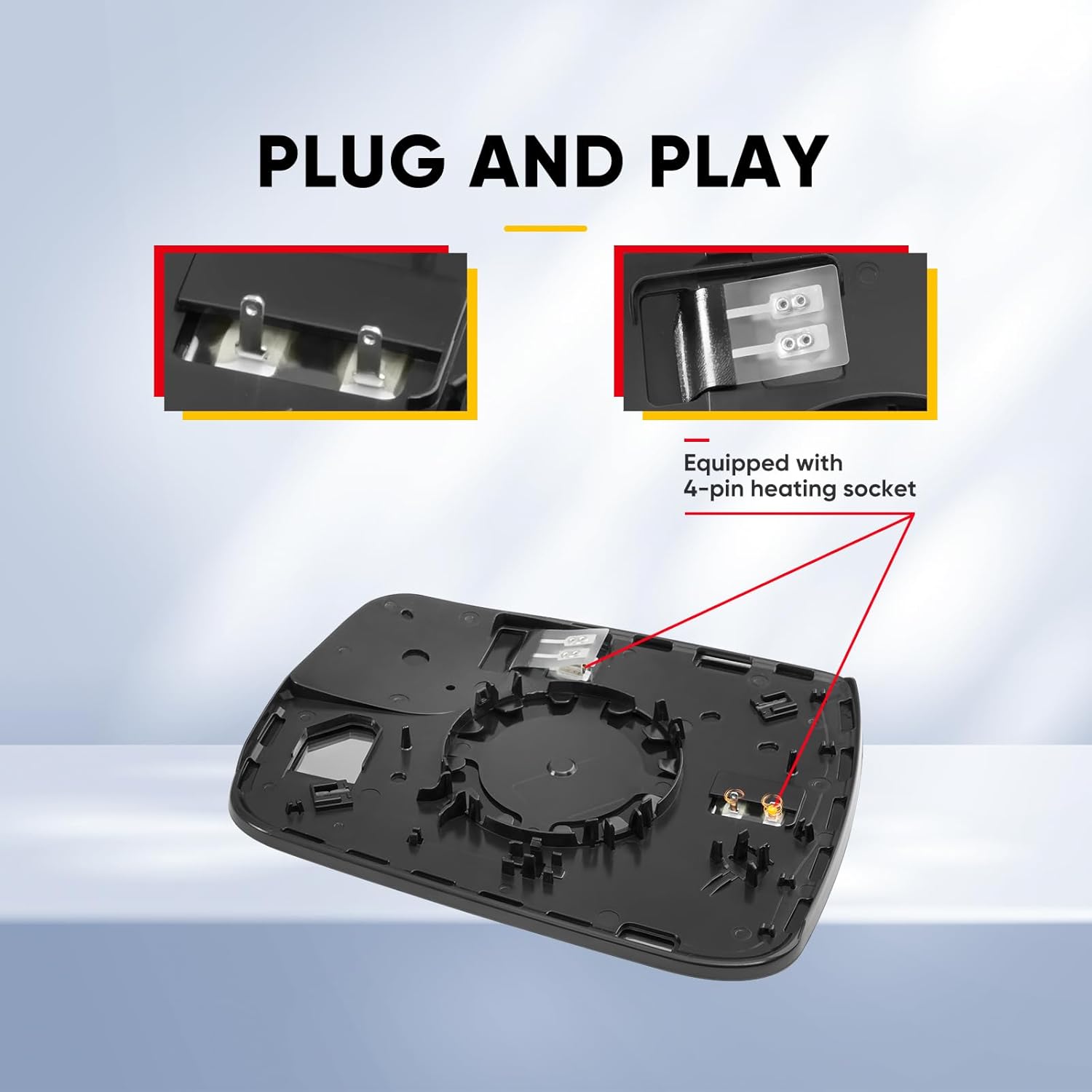 68402036AA Compatible with 2019 2020 2021 Dodge Ram 1500 2500 Passenger Side Mirror, Right Side Mirrors Replacement Glass with Backing Plate, Power Heated