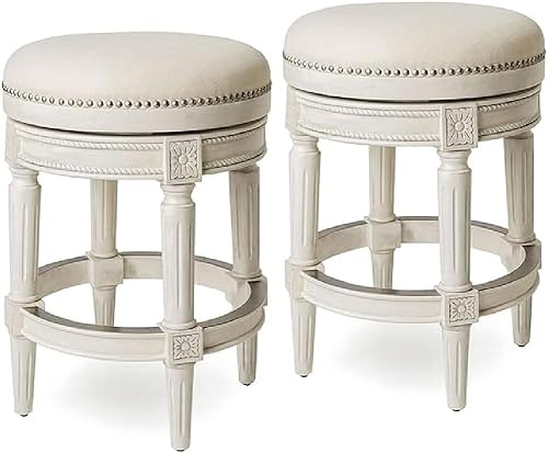 Miniatura 10 de Maven Lane Pullman Taburete tapizado sin respaldo de 26 pulgadas de altura de mostrador en acabado de roble envejecido con asiento acolchado de