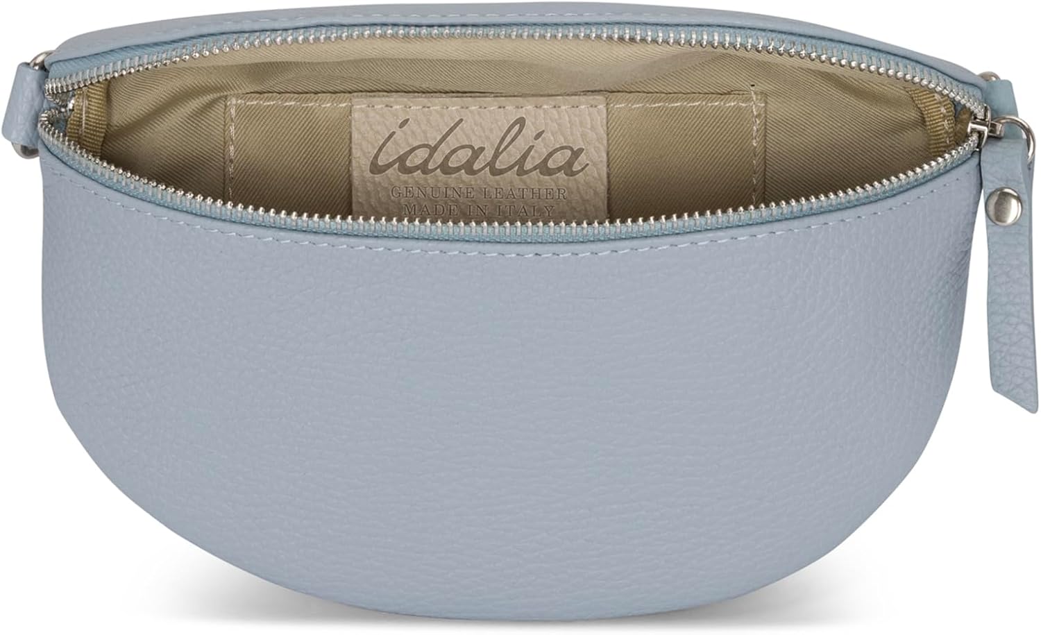 IDALIA Crossbody Bag - Genuine Leather - Fanny Pack - Shoulder Sling Bag - Made in Italy, Sold in U.S. by Idalia (Icy Blue, Large)