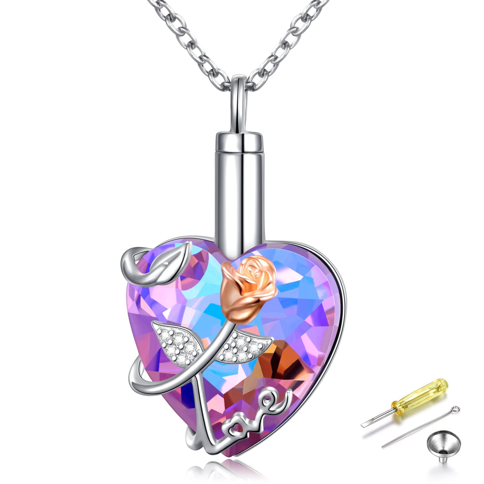 Urn Necklaces for Ashes S925 Sterling Silver Heart Pendant Sunflower Hummingbird Tree Of Life Cremation Jewelry for Ashes Memory Necklace for Women Men