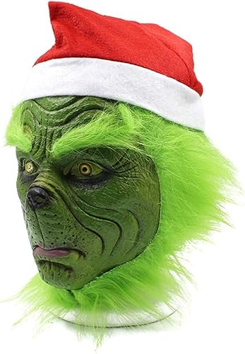 Miniatura 3 de Christmas Green Big Monster Mask Santa Claus Halloween Csoplay Costume Props Xmas Funny Full Face Mask for Party
