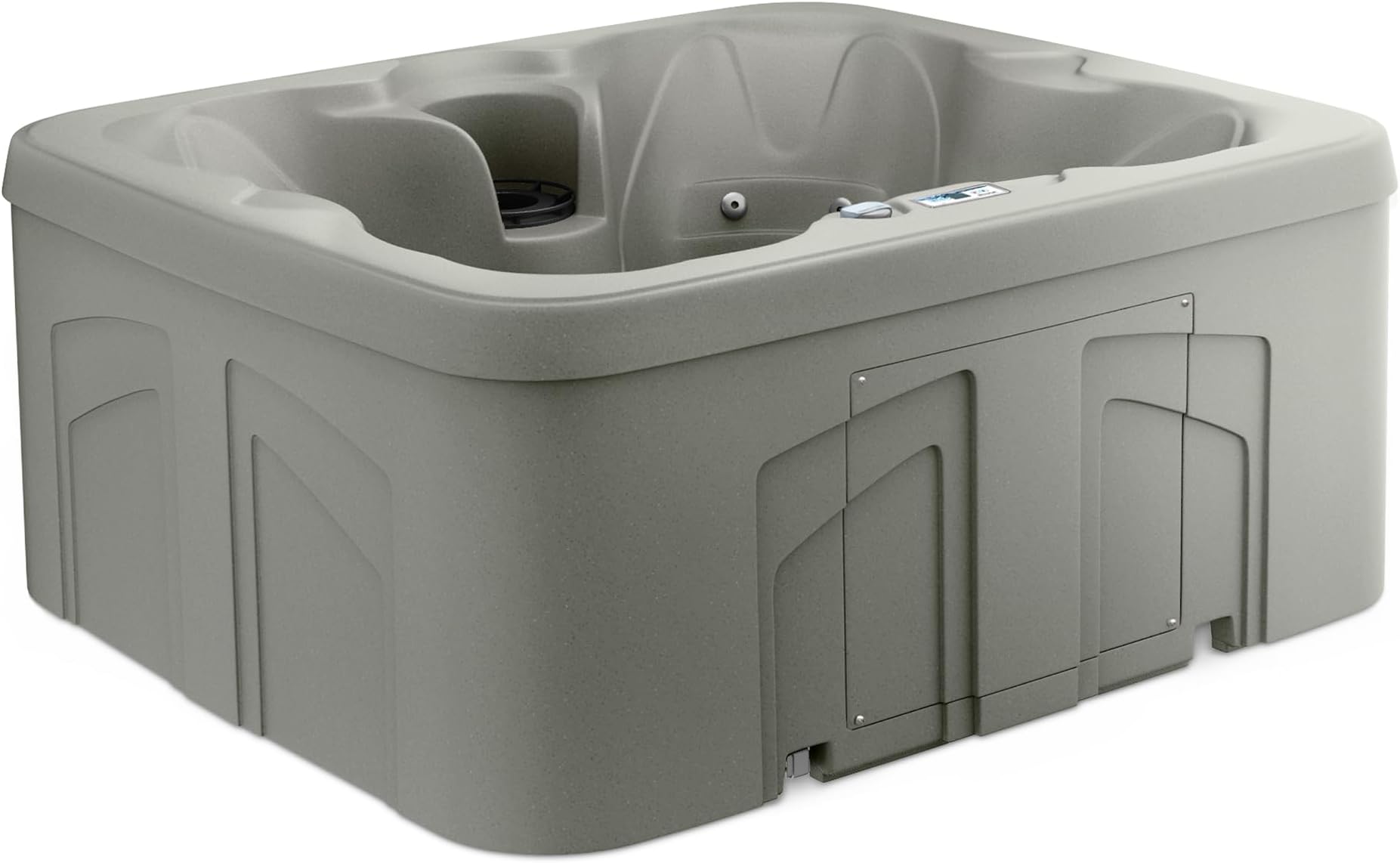 LifeSmart 4-Person Plug & Play Square Hot Tub with Thermal Cover, Taupe - Home Outdoor Backyard Spa with 13 Jets, 1.0 HP Pump, and Underwater LED Light