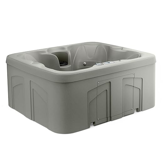 LifeSmart 4-Person Plug & Play Square Hot Tub with Thermal Cover, Taupe - Home Outdoor Backyard Spa with 13 Jets, 1.0 HP Pump, and Underwater LED Light