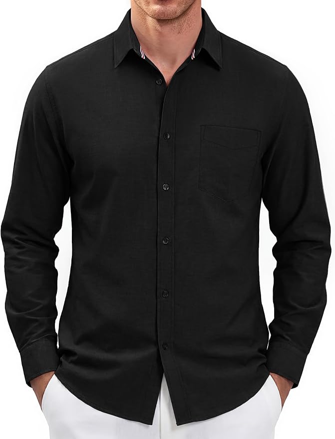 PJ PAUL JONES Men's Long Sleeve Button Down Shirt Wrinkle Free Casu...