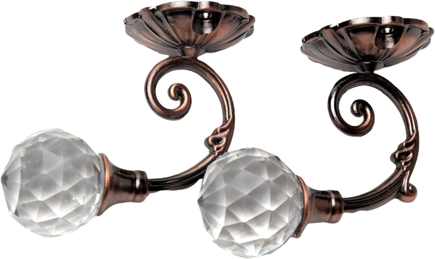 FMURY Metal Crystal Glass Curtain Holdback Wall Tie Back Hooks Hanger Holder(Black)