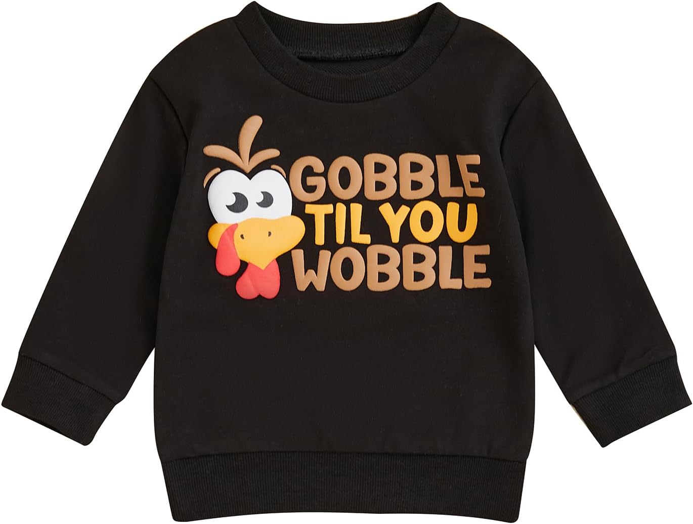 Karuedoo Toddler Baby Boy Girl Thanksgiving Outfit Turkey Letter Print Crewneck Sweatshirt Pullover Long Sleeve Shirt Tops