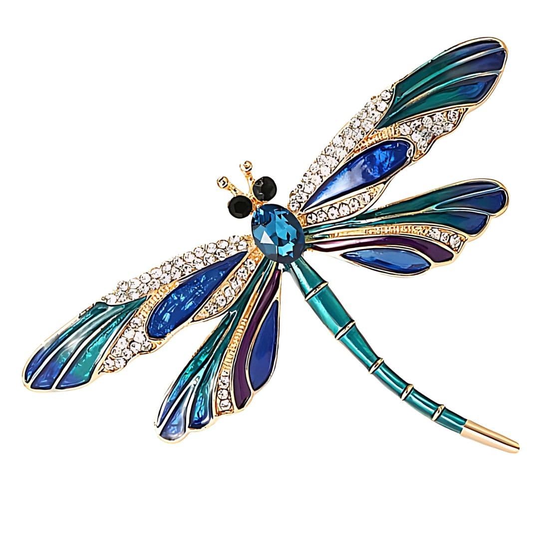 Gold Plated 'Empress Zephyra' Blue Dragonfly Brooch Cum Saree Pin For Women And Girls (Brooch0606) 1 Pc-image-4
