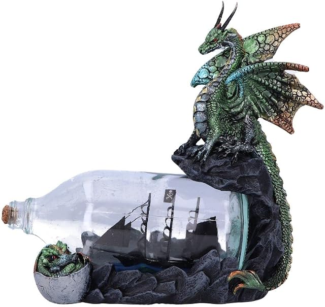 Nemesis Now The Adventure Dragon Bottle Figurine, Green, 22cm (U6005V2)