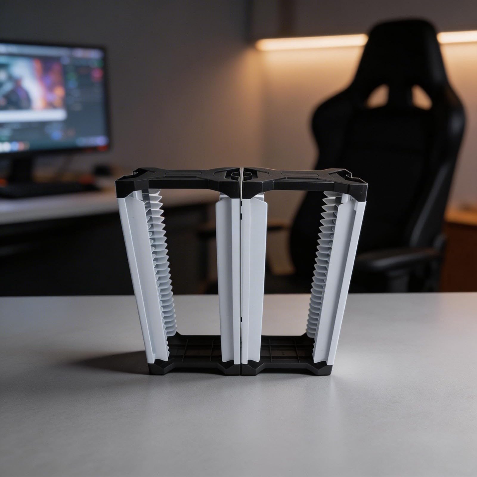 Torre portaoggetti bianca per videogiochi, contiene 46 giochi e 2 controller, organizer per console in ABS con ganci per camera da letto, soggiorno, configurazione di gioco