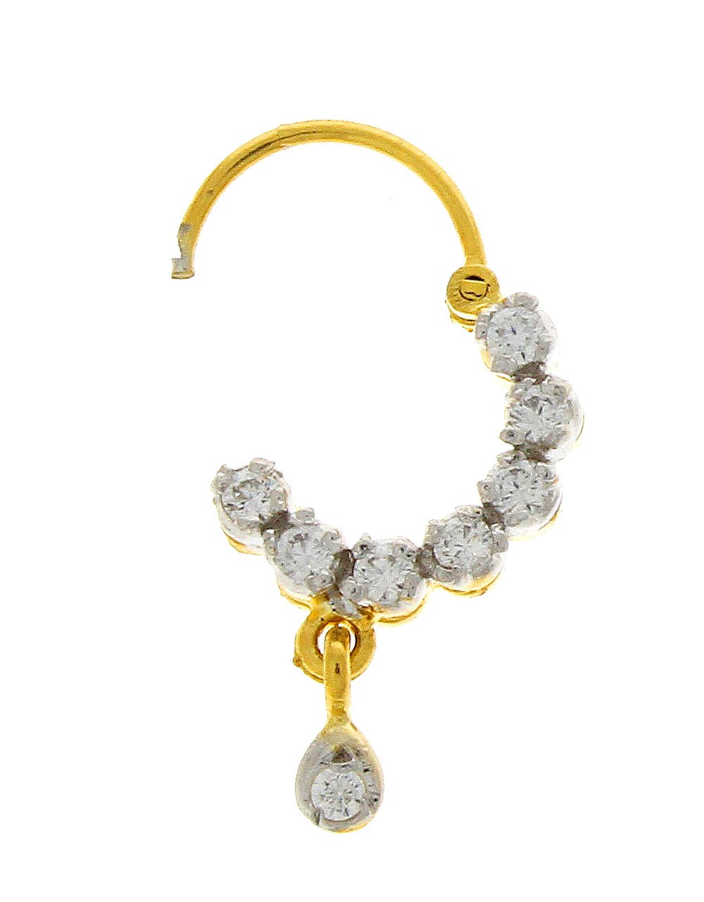 Anuradha Art Gold Finish Diamond Dulhan Nose Ring,Pin|Non-Pressing,Clip-on Dulhan Nose Ring for Women|Wedding Diamond Nose Ring-image-13