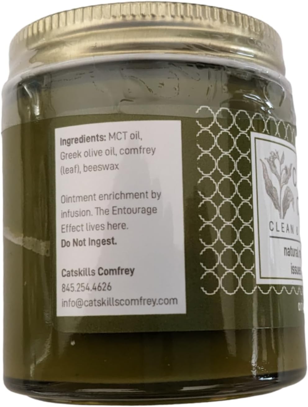 Catskills Comfrey ~ Oil Pulling 4oz: Organic MCT and Greek Olive Oils Infused with Comfrey, Calendula, Yarrow and Matcha Green Tea (Ceremonial Grade); Concentrated (DILUTE 1:1 MCT Oil)