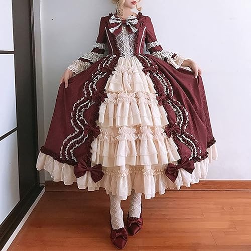 Miniatura 8 de Wkishenl Vestido victoriano para mujer, vestido de lolita, vestido rococó, vestido de princesa de hada, vestido de baile renacentista, vestido de