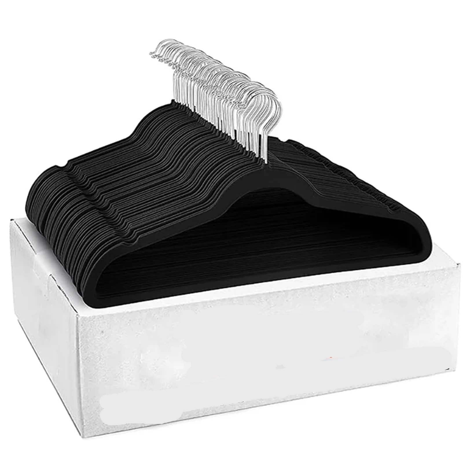 Velvet Hangers 10/50pcs Velvet Hanger Heavy Duty Non-Slip Hangers For Coat Pants Wardrobe Space Saving Garment(Black-10pcs)