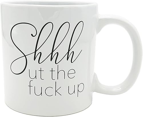 Miniatura 1 de Island Dogs Taza gigante de cerámica Shhhut the Fk Up de 22 onzas – Exprésate audazmente con esta divertida taza de café, taza de café de cerámica