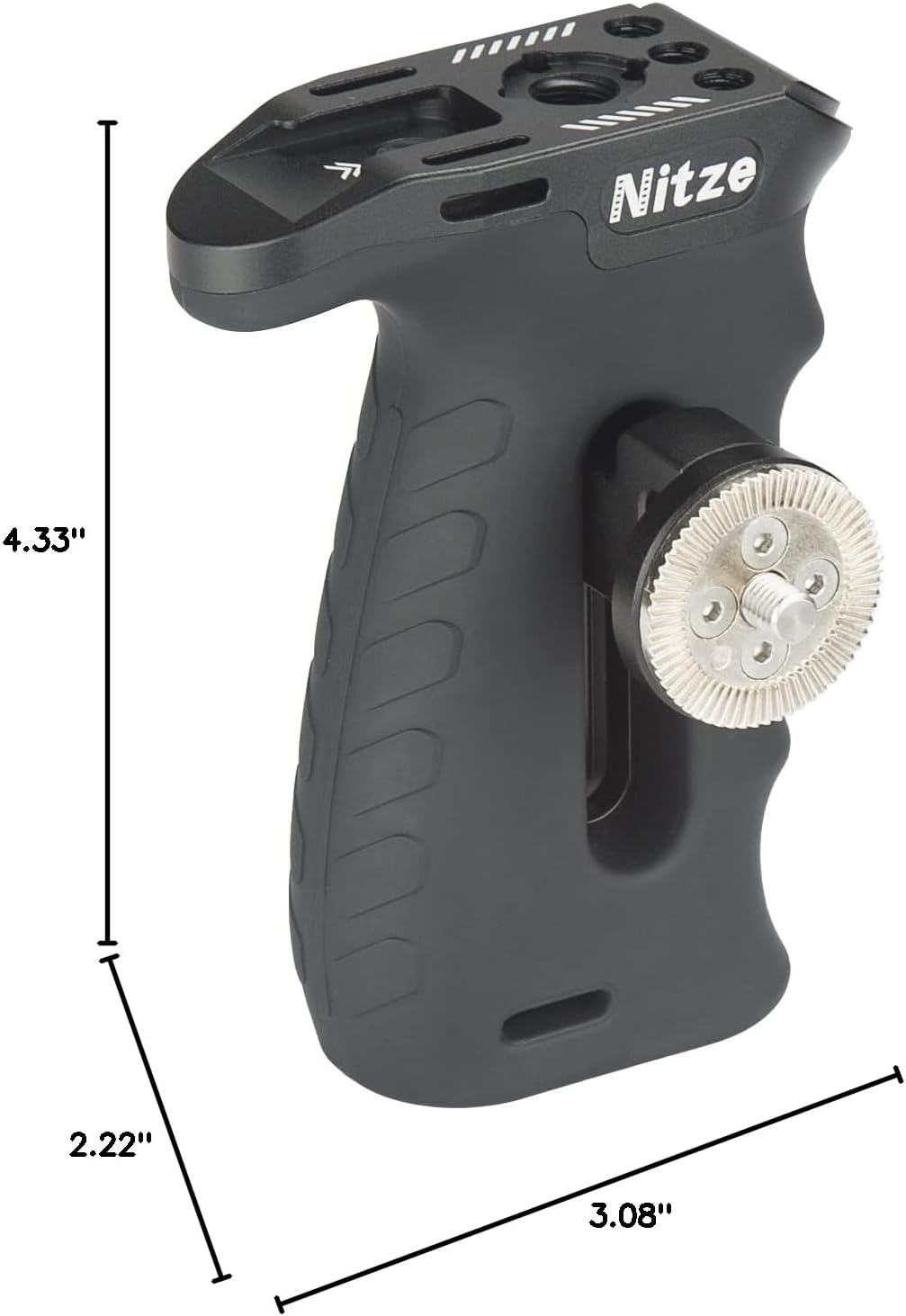 Nitze Ergonomic Rosette Side Handle with Rosette for ARRI, Up/Down and Left/Right Adjustable, Rubberized Aluminum Camera Side Handle for Camera/Monitor Cages - PA29A