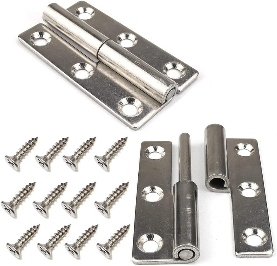 4pcs 3" Lift Off Hinges,Detachable Door Hinges,Small Slip Joint Stainless Flag Hinge,Door Lift-Off Hinge (Right Handed 2Pcs+ Left Handed 2Pcs)