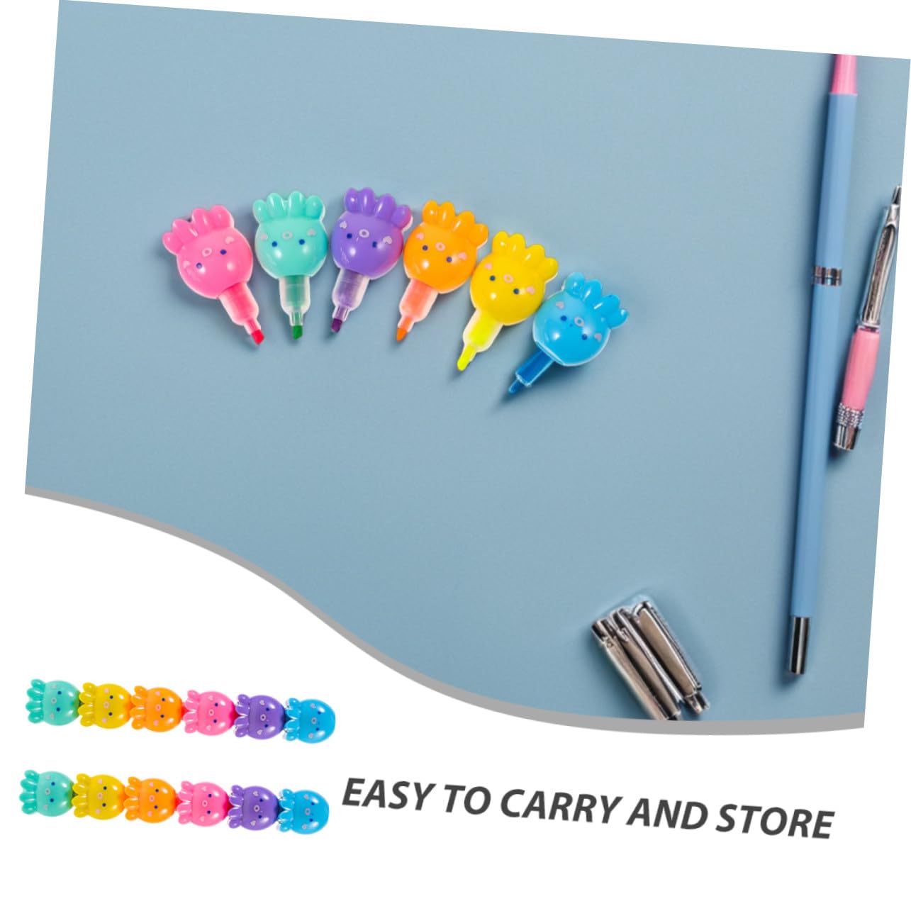 2 Set Penne Evidenziatori Mini Polpo Impilabili Colori Fluorescenti Vivaci per Scrittura e Progetti Creativi per Studenti Ufficio e Scuola