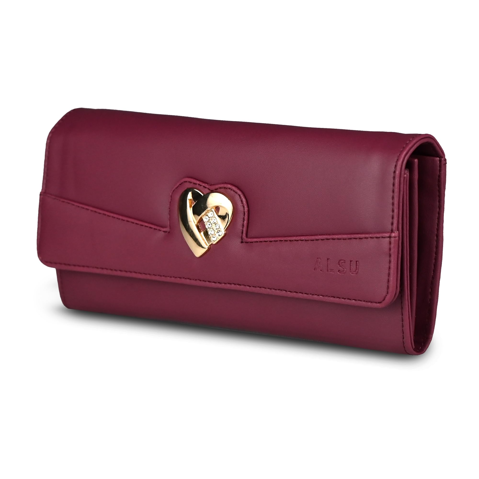 Women's Hand Wallet Purse Clutch | Phone Slots | Coin Pocket | 4 Card Slots| Zip Pocket| Trendy| Party use| Casual use| Faux Leather| (Maroon)-image-34