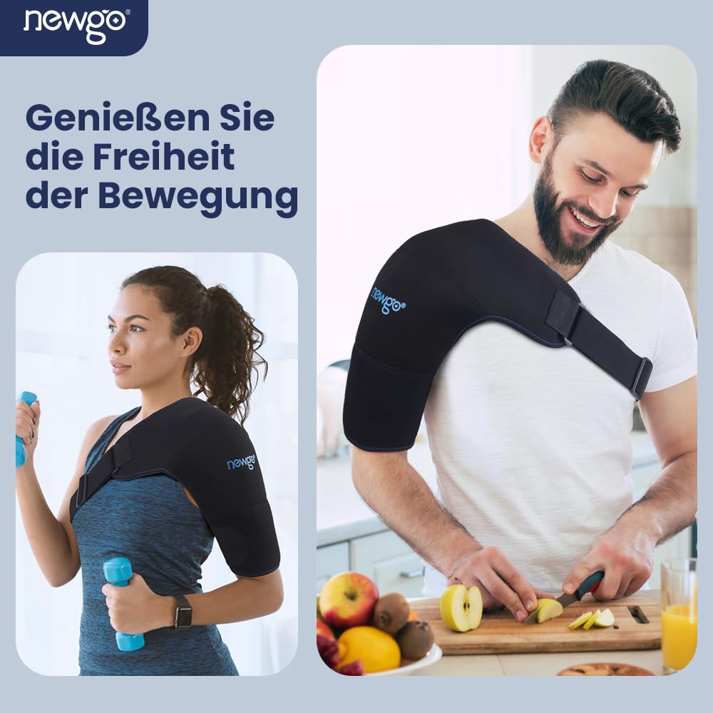 NEWGO DE Groß Schulter-Eisbeutel, wiederverwendbar, Heiß- und Kaltkompresse, Eisbeutel für Verletzungen der Rotatorenmanschette, verrenkte Gelenke, Schleimbeutelentzündung, Sehnenscheidenentzündung