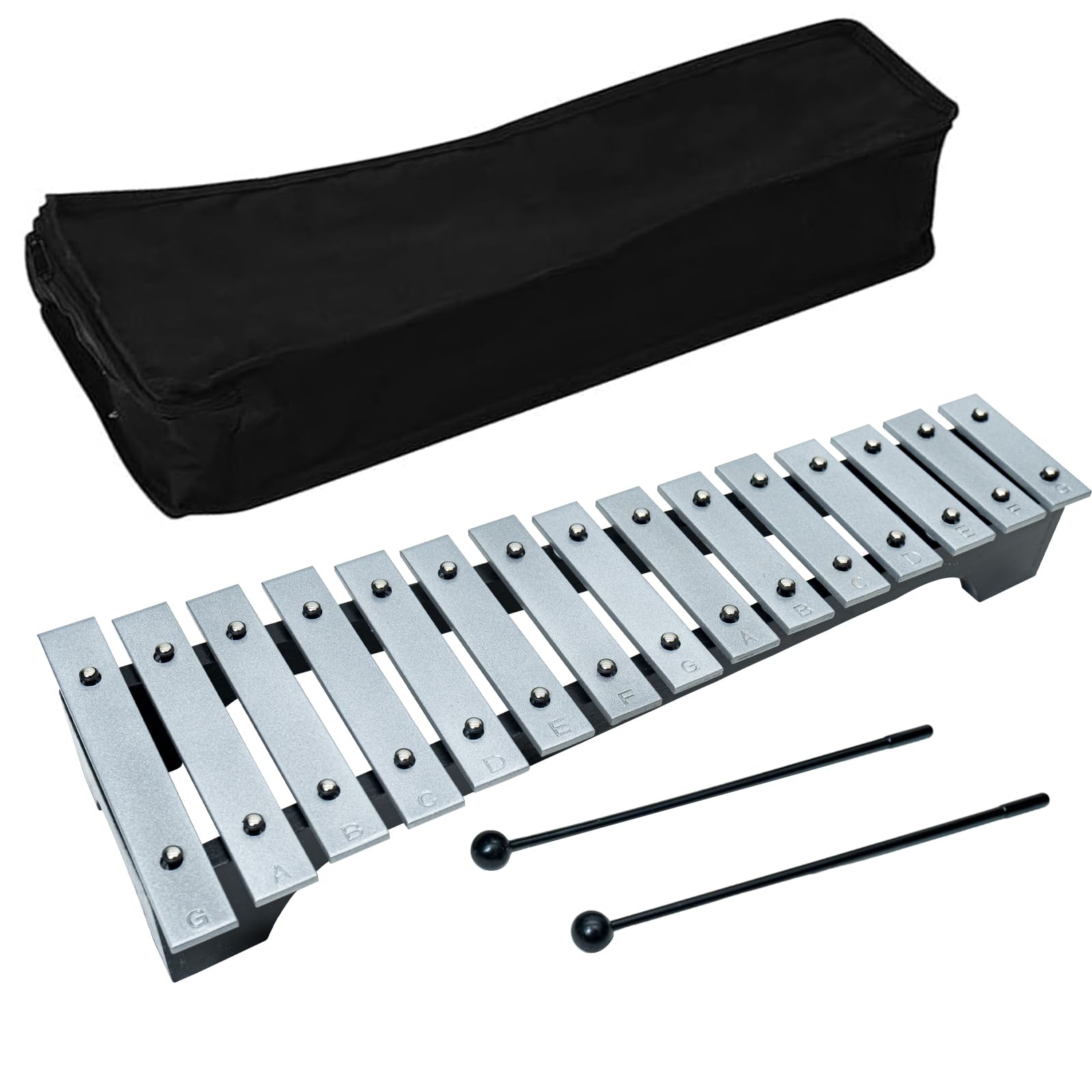 15-Note Xylophone Glockenspiel, Professional Xylophone Instrument with Carrying Bag and Two Safe Mallets for Beginners, Wooden Base with Mallets Percussion Musical Instrument Gift,Music Teaching