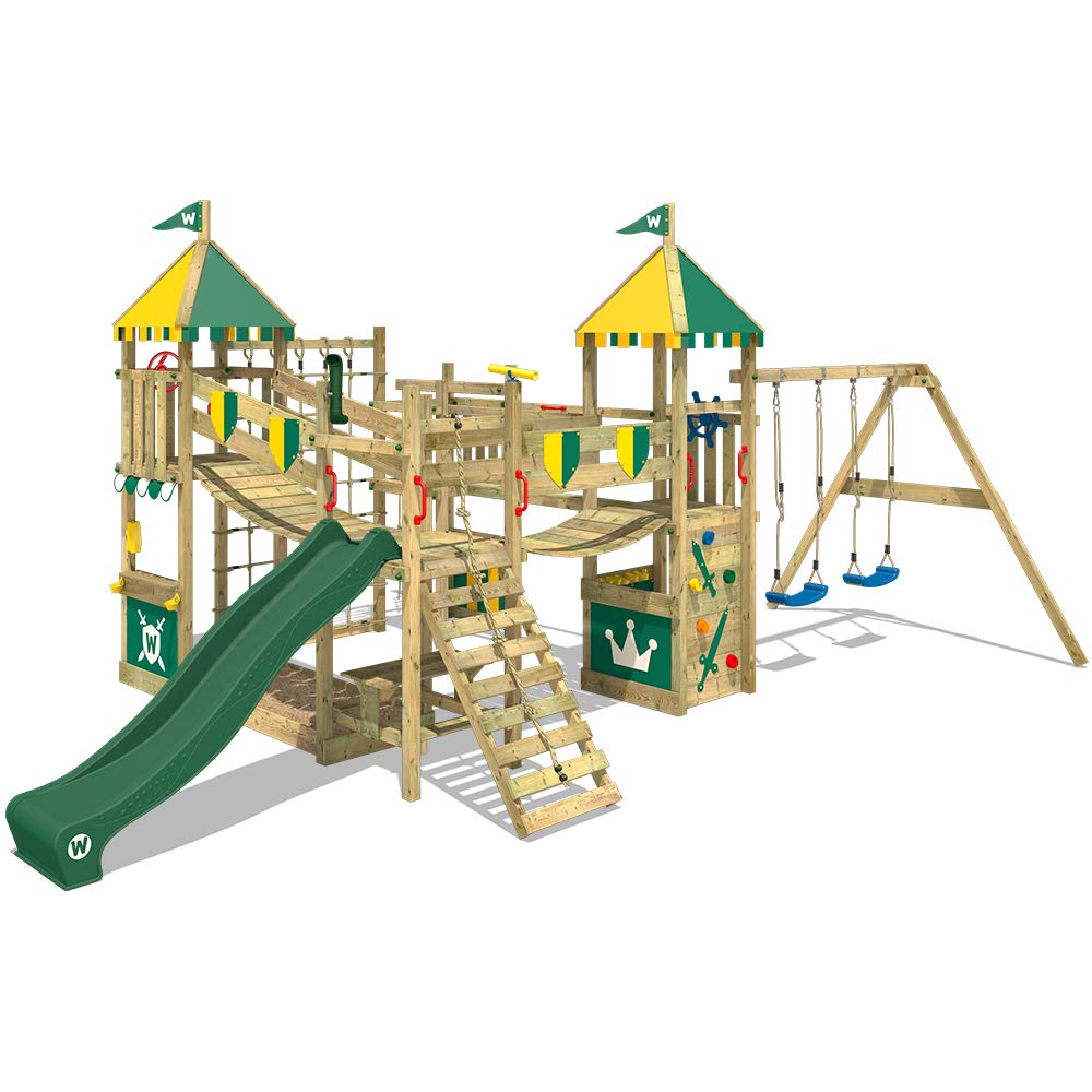 Buy WICKEY Wooden climbing frame Smart Queen with swing set, green