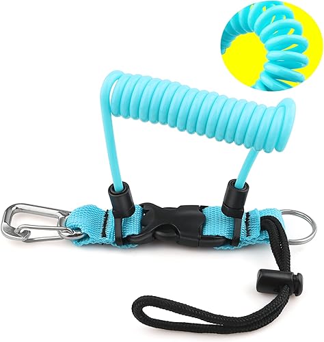 Owekfifv Armazón de bobina de buceo, cordón de cámara en espiral de resorte de acero inoxidable con hebilla de metal de liberación rápida para Owekfifv Armazón de bobina de buceo, cordón de cámara en espiral de resorte de acero inoxidable con hebilla de metal de liberación rápida para