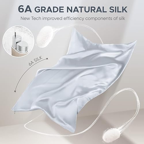 Miniatura 10 de Juego de 2 fundas de almohada 100% seda de morera para cabello y piel, resistentes a los alérgenos, doble cara, fundas de almohada de seda de 600