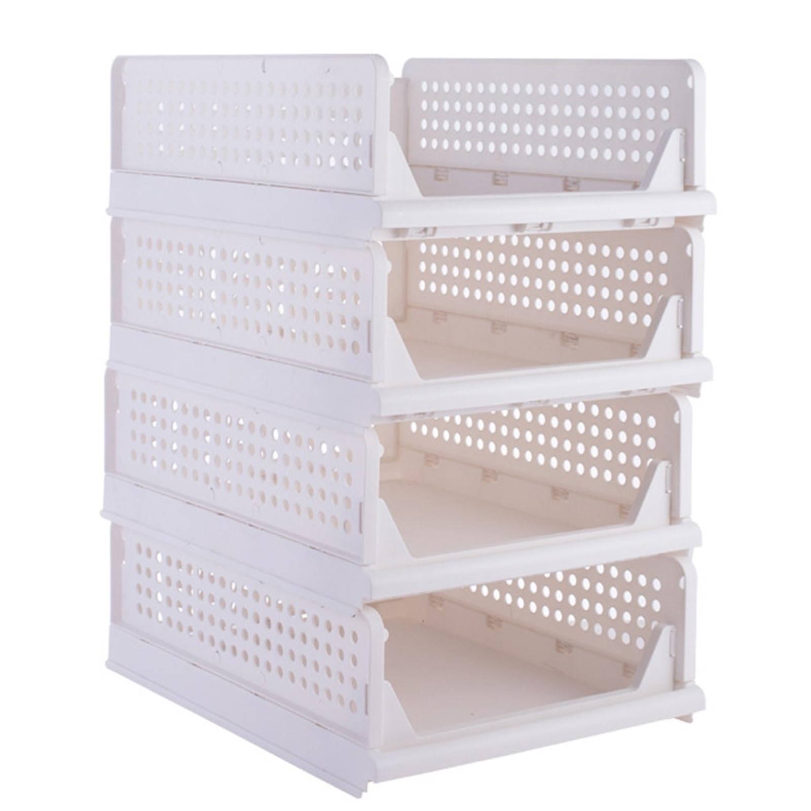 Panier de rangement empilable plastique bac pliant chambre cuisine salle de bain x5
