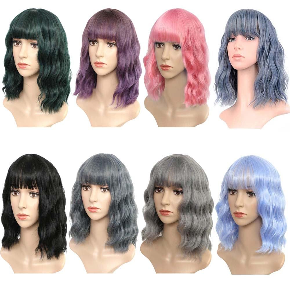 Short Wavy Bob Wig with Bangs Short Bob Wig Synthetic Wig Costume Wigs for Women (Granny Gray) Short Wavy Bob Wig with Bangs Short Bob Wig Synthetic Wig Costume Wigs for Women (Granny Gray)
