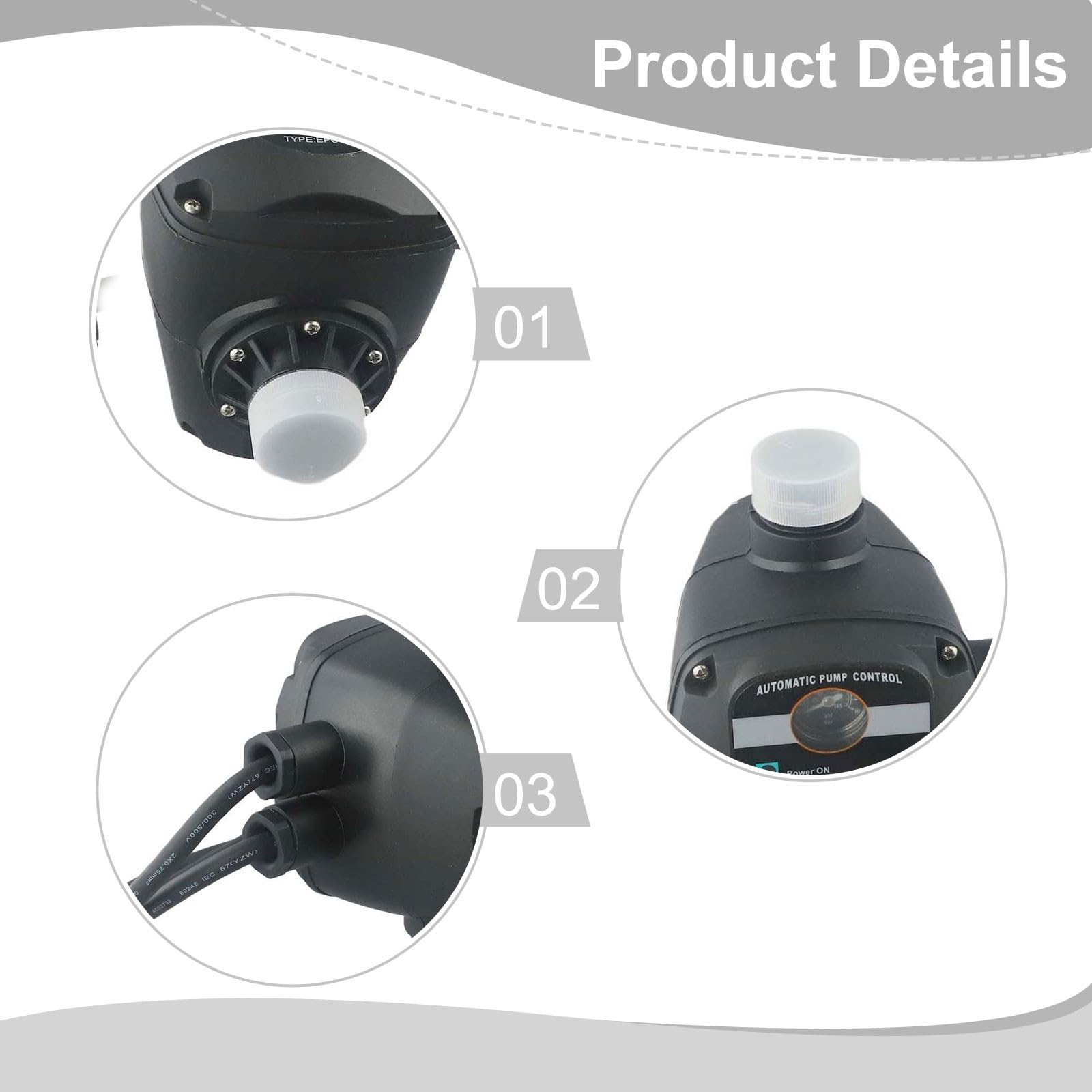 Regolatore d'acqua completamente automatico con flussostato e controllo della tensione, pressostato booster ABS impermeabile IP54 per sistemi di irrigazione da giardino
