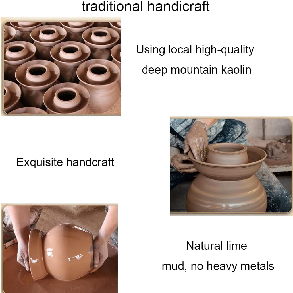 ZHOUXIAO Traditional Chinese Porcelain Pickle Jar, Green Thickened Fermentation Crock Pickling Pot,Fermenting Jar with Water Seal Airlock Lid Stoneware Fermenter for Kimchi S 10KG