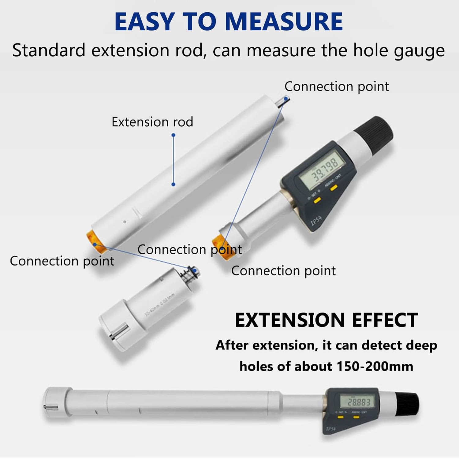 Internal Diameter Micrometer, Dial Bore Gauge, Inner Diameter Measurement Tool, Electronic Digital Scale Internal Micrometer, Accuracy 0.004mm Measure Inner Diameter, Depth(10-12mm)