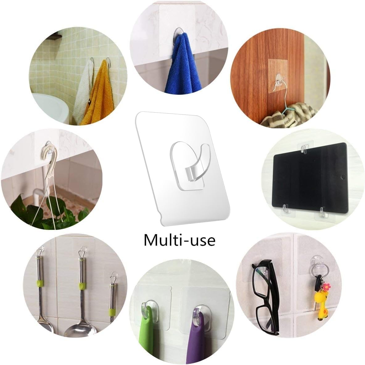 Ninth Five 30Pack Adhesive Hooks for Hanging, Heavy Duty Wall Hooks