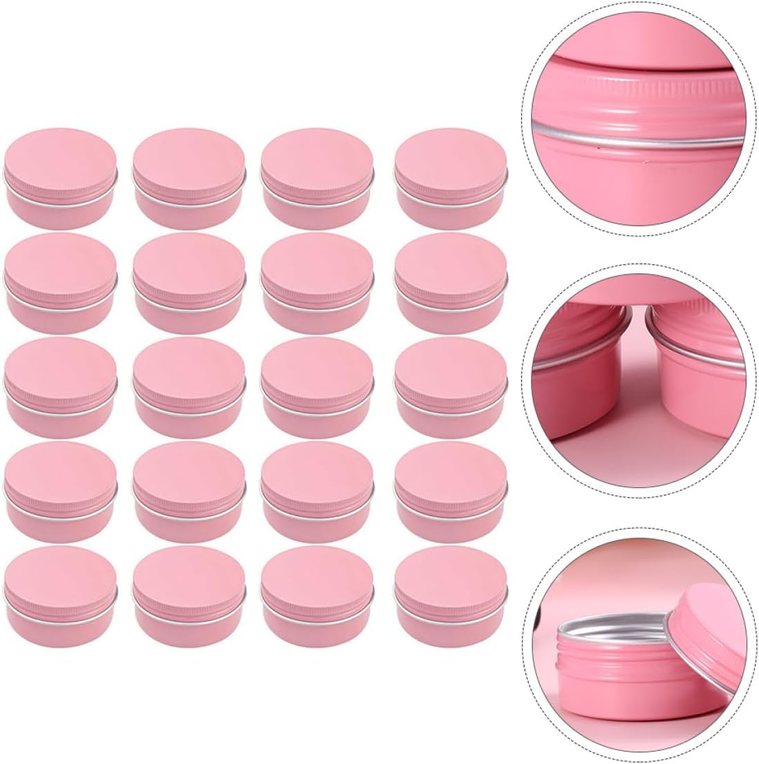 BETOOKY 20pcs 50ml Aluminum Cosmetic Jars with Screw Lids, Travel Makeup Containers for Cream, Ointment, Sample Storage, Portable Refillable Cream Pots for Beauty and Personal Care