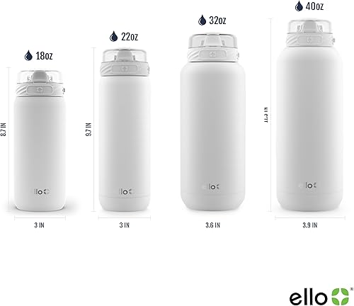 Miniatura 7 de Ello Cooper botella de agua de acero inoxidable de 32 onzas con pajilla y asa de transporte, de doble pared y con aislamiento al vacío, tapa de