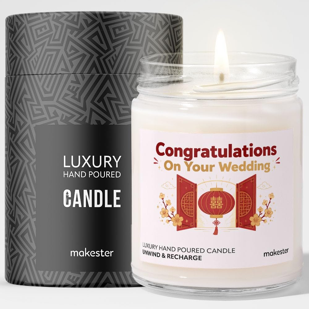 Wedding Gift for Vietnamese Couple - Luxury Soy Wax Candle - Vanilla, Jasmine, Sugared Almond - Makester — image 1