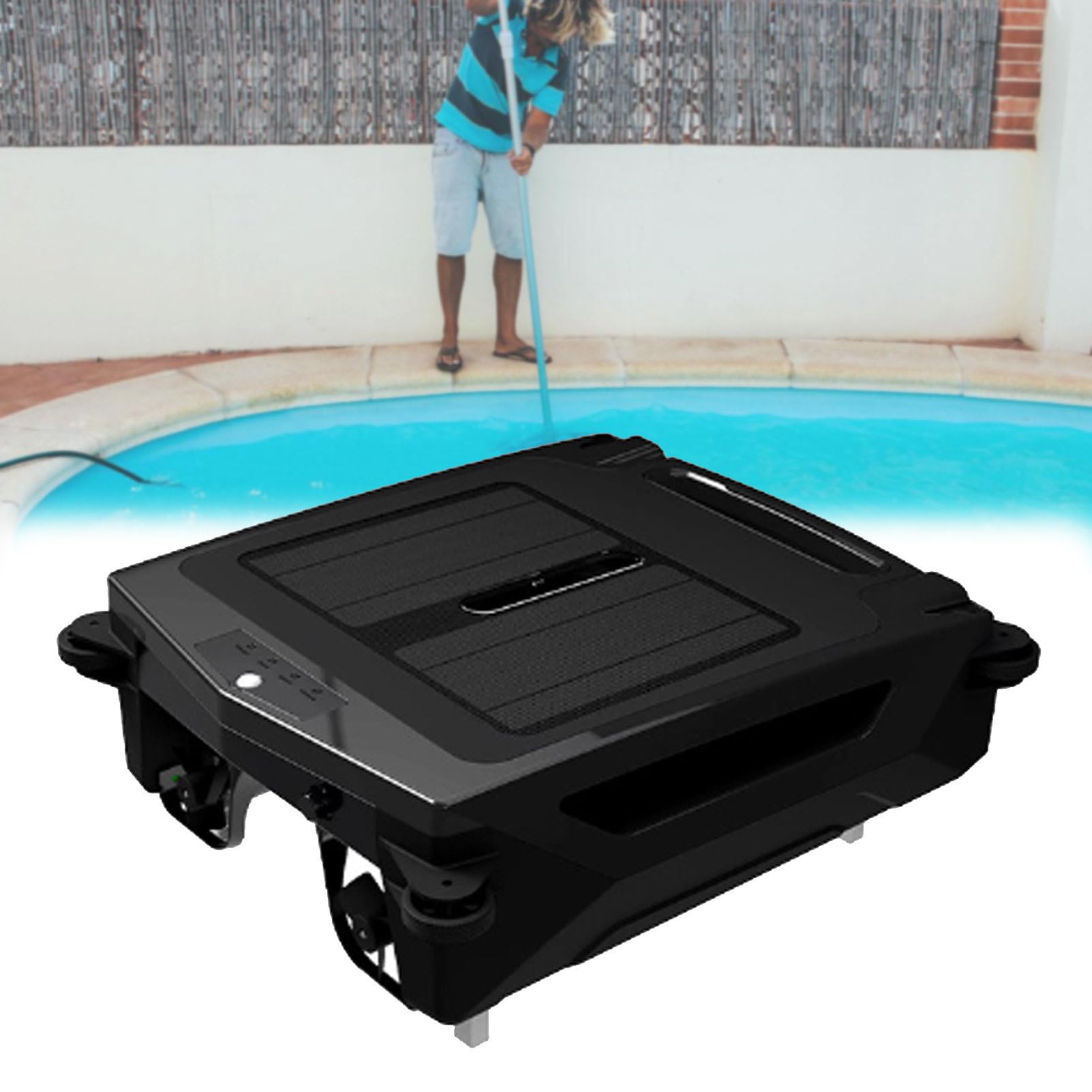 Robot pulitore Solare per Piscine, Robot pulitore per Piscine Senza Fili, con Doppia Ricarica ad energia Solare, per Piscine, Robot Automatico per la Pulizia delle Piscine.