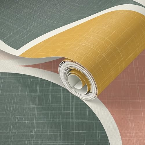 Miniatura 2 de Spoonflower Papel tapiz autoadhesivo de 6 x 2 pies, tonos geométricos bohemios, terracota, rojo óxido, rubor, rosa, verde salvia, desierto, colores