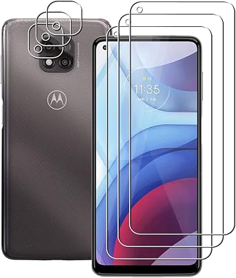 3+3 For Motorola Moto G Power 2021 3 Pack Tempered Glass Screen Protector and 3 Pack Camera Lens Protector, 9H Hardness, 2.5D, Anti Scratch, HD Clear