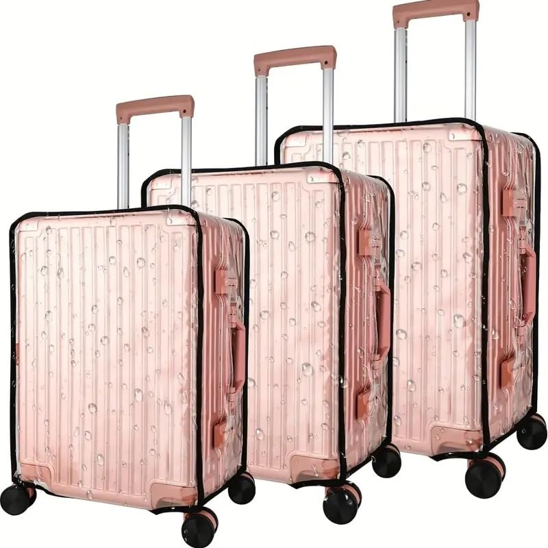 Trolley Bag Cover Set of 3 | Trolly Suitcase Covers Combo Pack for 55 66 75 Inch Luggage Bags | Large Size Transparent Plastic Suitcase Protector