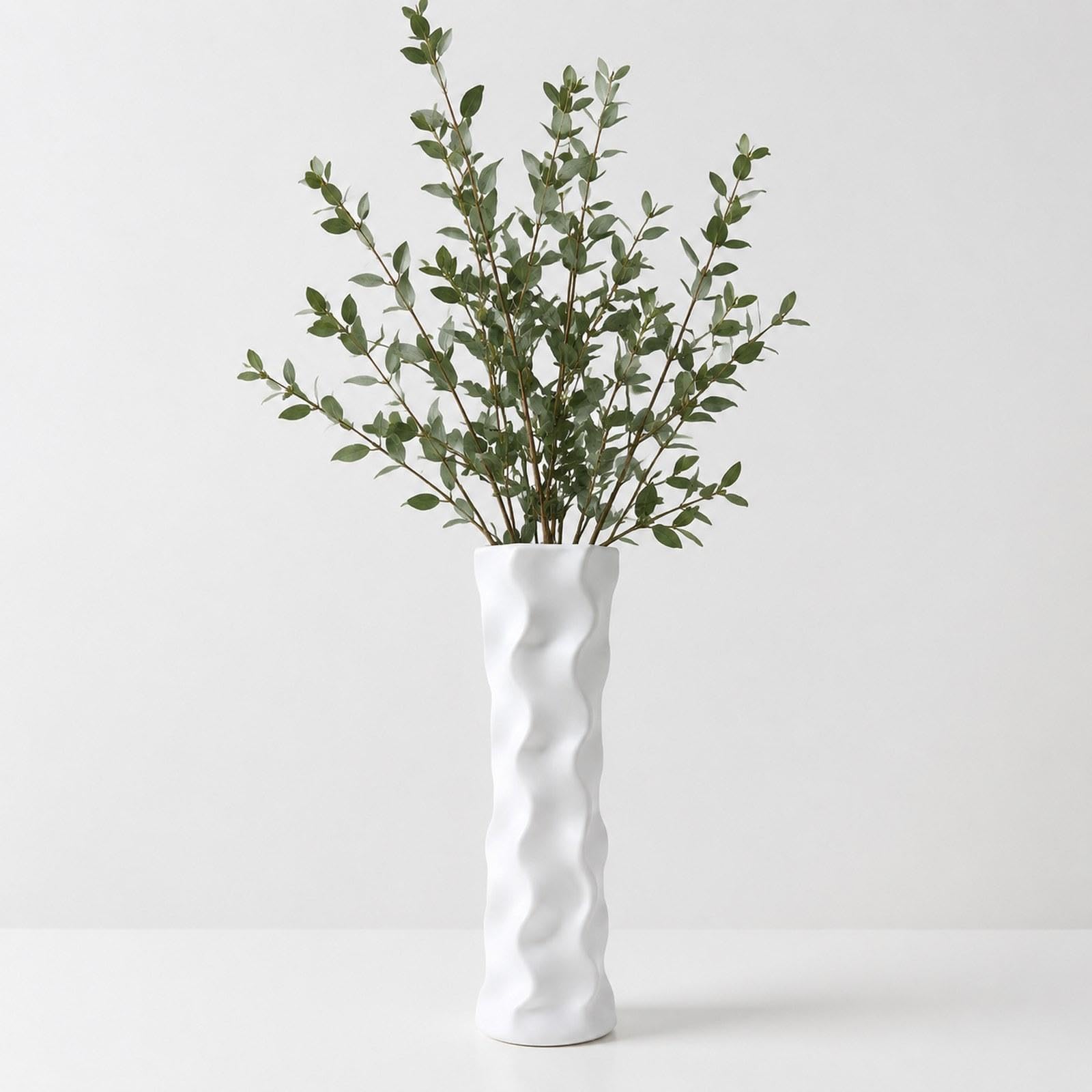 LOVIVER Jarrón Flores, jarrones Decorativos, Maceta pie, Gran arreglo Floral, jarrones Altos para el Suelo, para la Cocina, Aniversario, Boda, Blanco