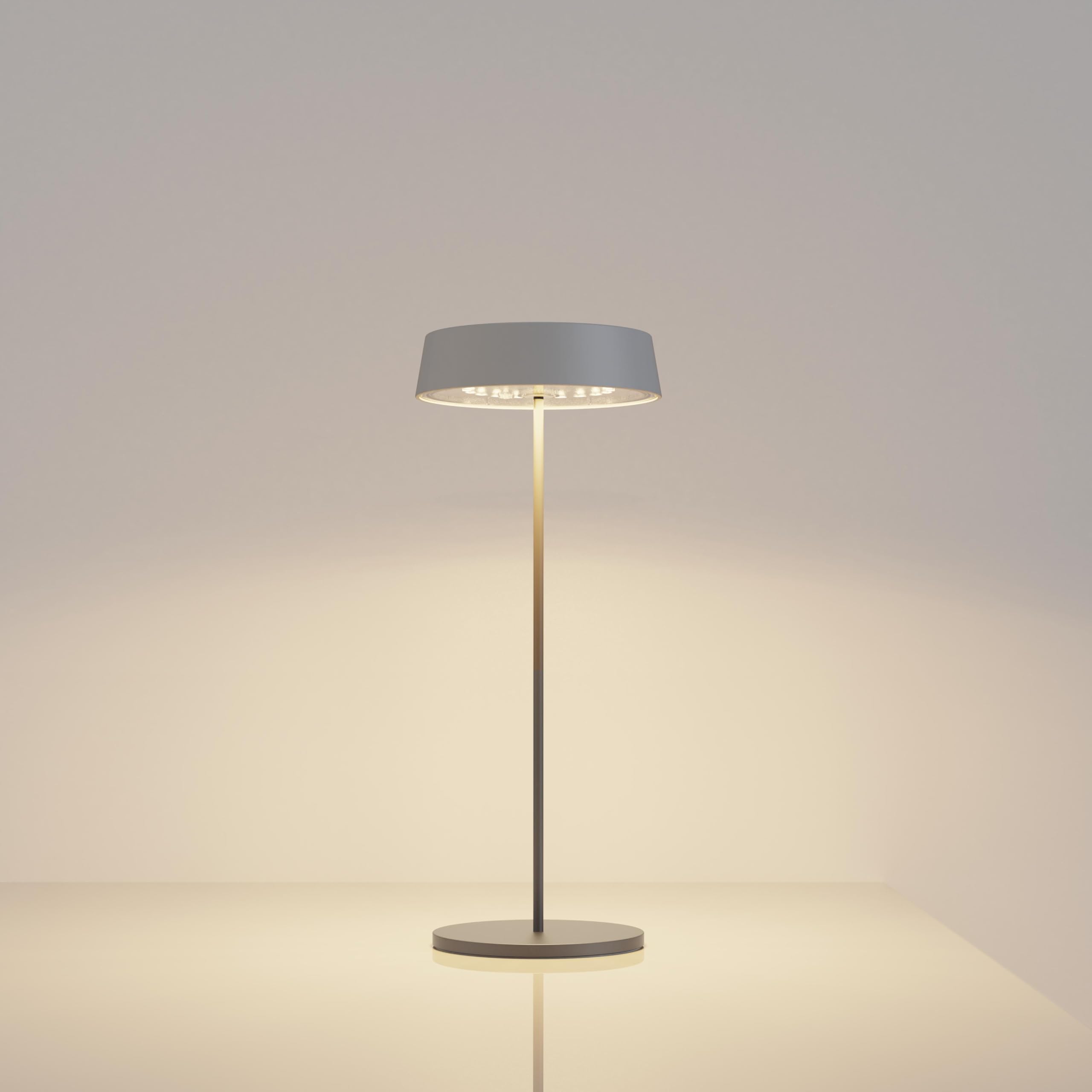 Palmina 901, Led Lampe De Bureau Sans Fil 4400mah, Lampe Rechargeable Usb 4400 Mah, Pour Usage Intérieur/Extérieur Adaptée Pour Dîner, Lecture, Chambre, Jardin Et Bien Plus Encore/Gris